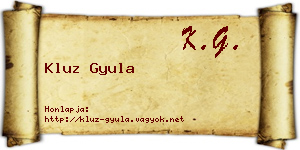 Kluz Gyula névjegykártya